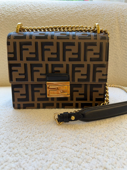 Fendi bag with the FF embossed pattern and FF turn-lock hardwear