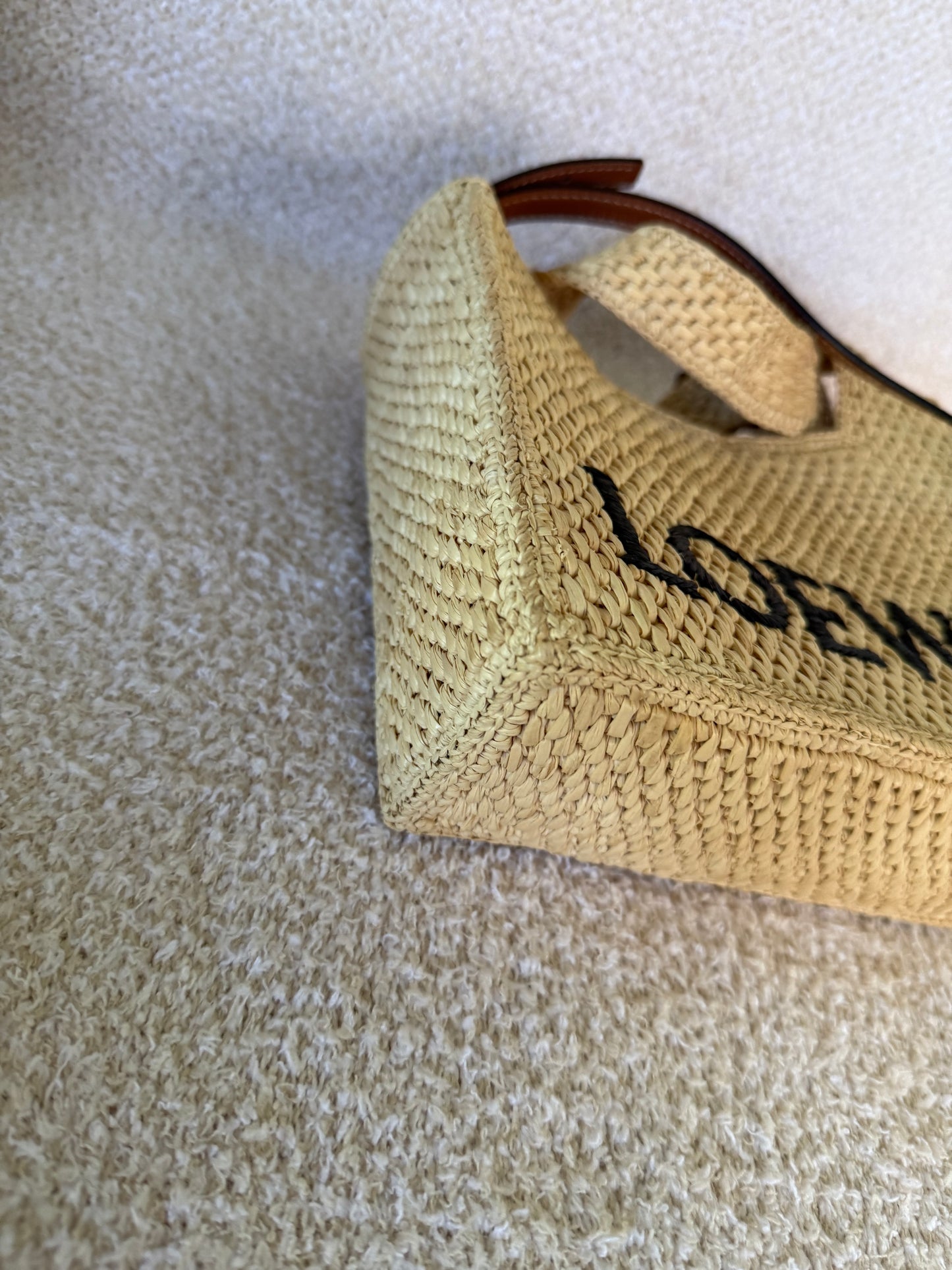 LOEWE mini Font tote in raffia