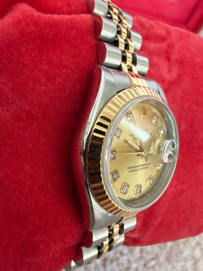 Rolex Datejust 26 vintage two tone 18k gold with diamond dial