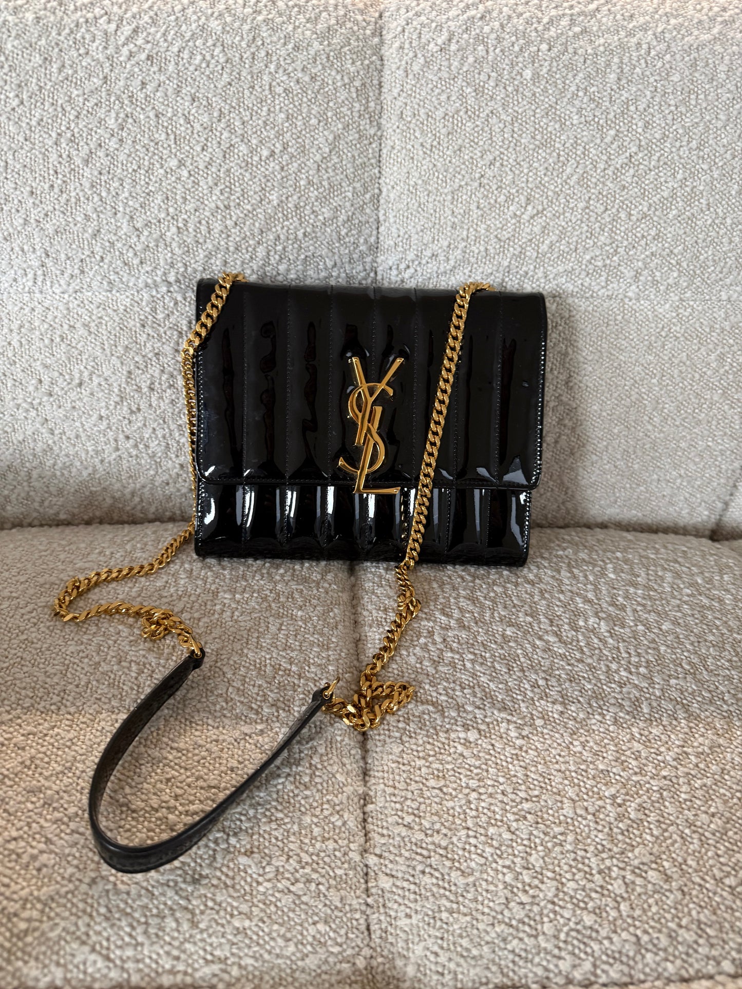 Saint Laurent Small Vicky Quilted Patent