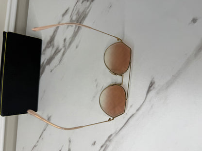 Fendi Eyeline FF 0194/S gold metal aviator sunglasses with pink shaded lenses