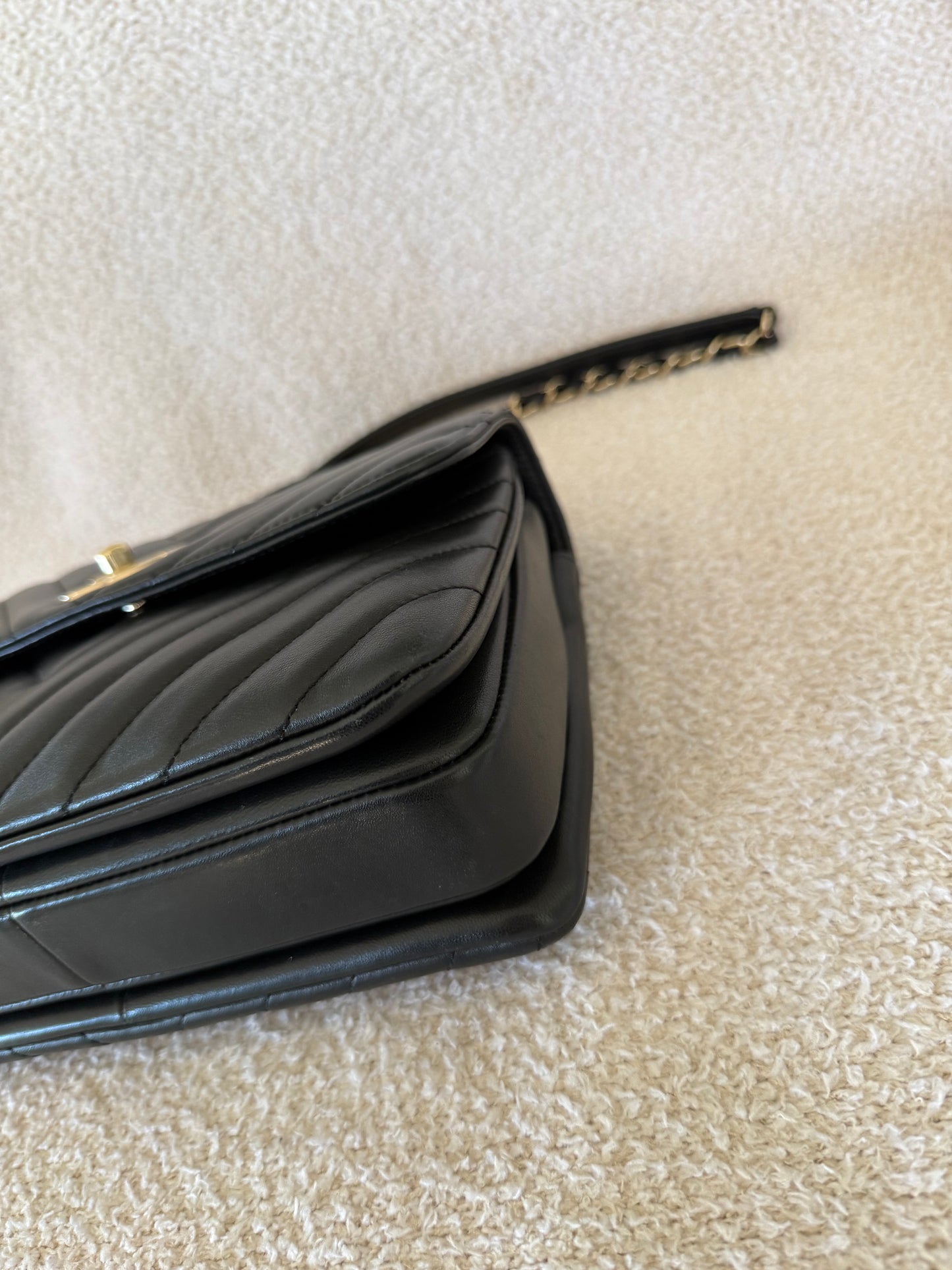 Chanel trendy cc small black chevron lambskin with ghw