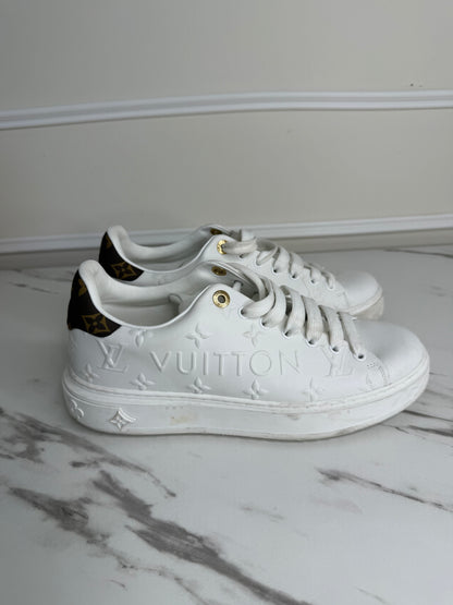 White Monogram Embossed Time Out Sneakers