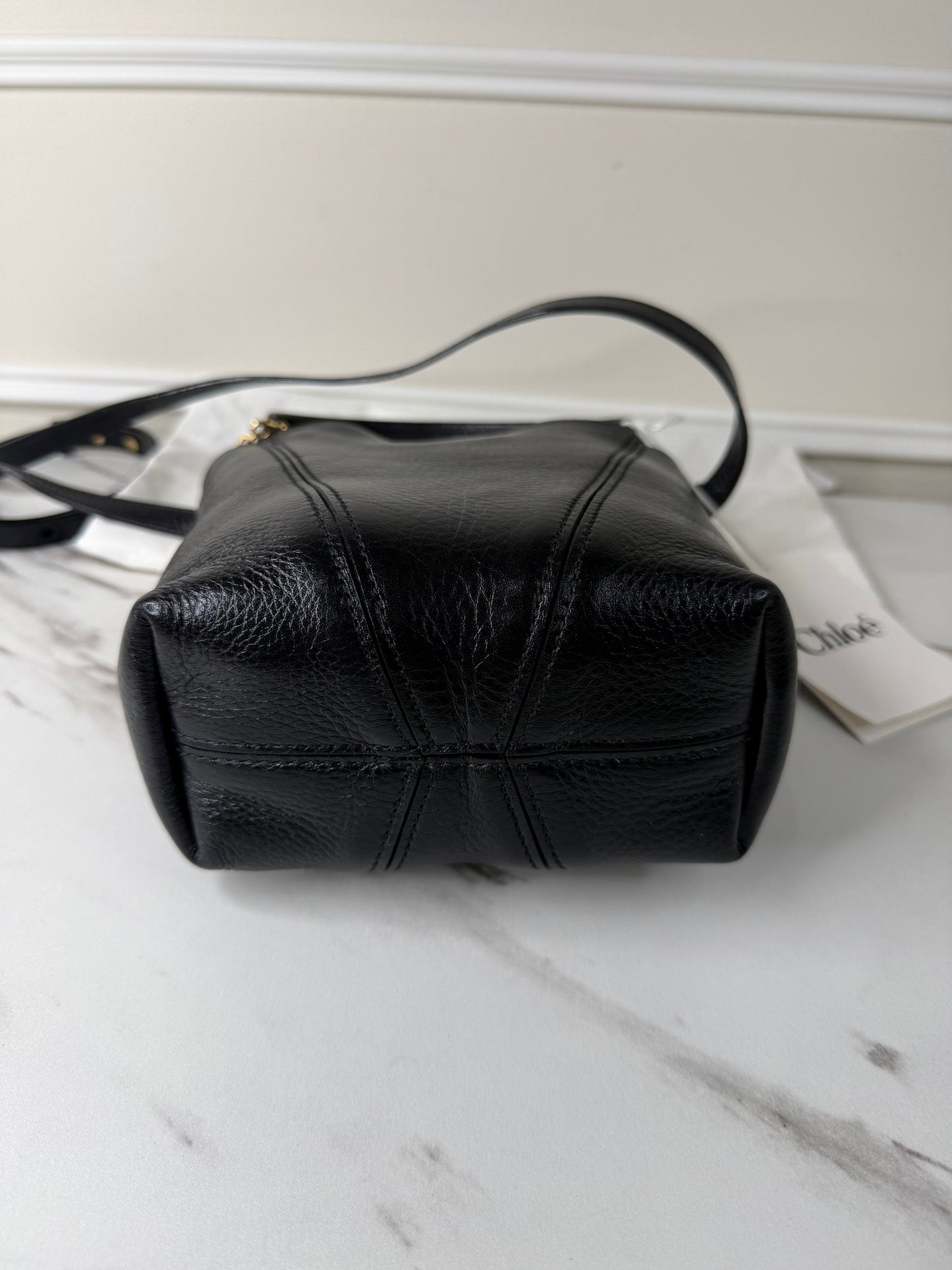 Chloé Small Spin Tote Bag black crafted from grained calf leather