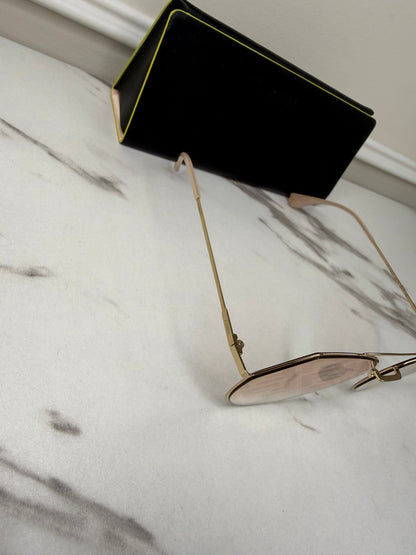 Fendi Eyeline FF 0194/S gold metal aviator sunglasses with pink shaded lenses