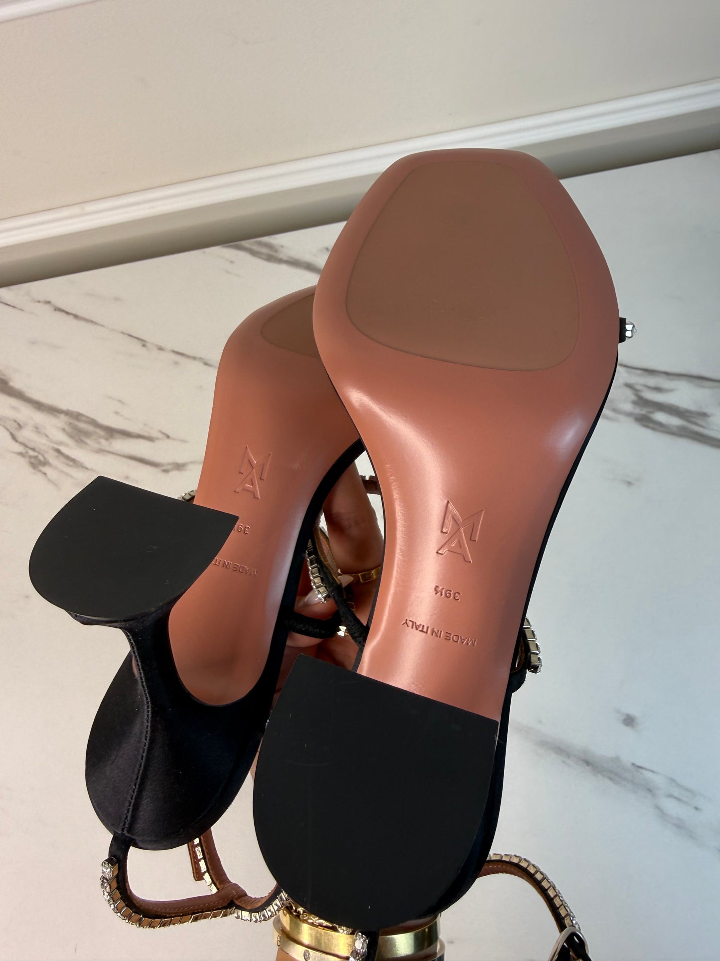 Amina Muaddi Gilda sandals in black size 39.5