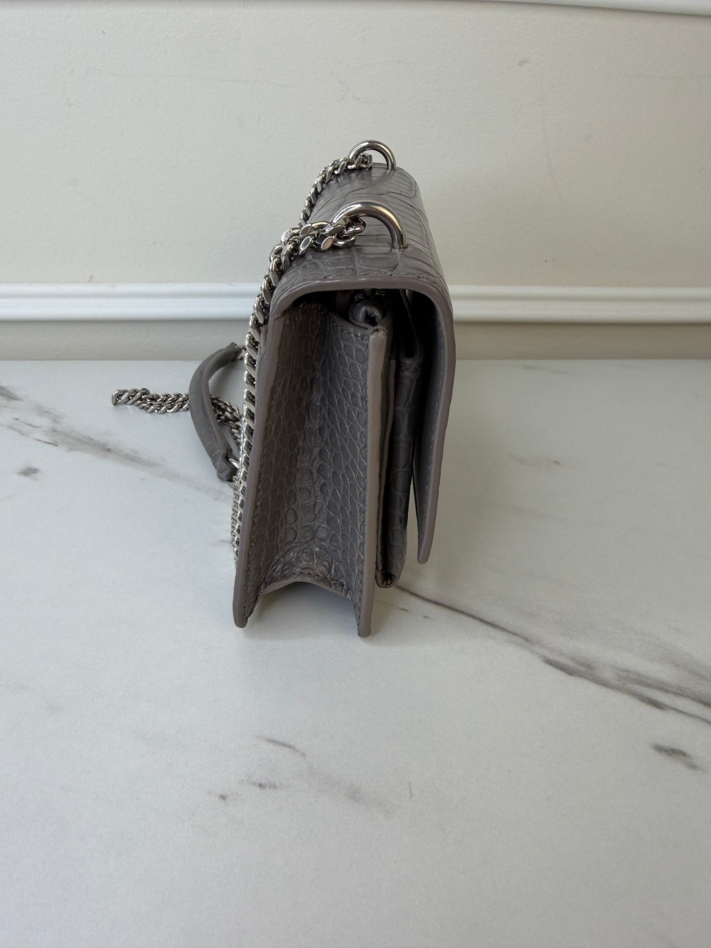 Saint Laurent Croc Embossed Sunset cross body bag