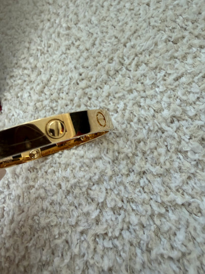 Cartier love bracelet yellow gold with 4 diamonds size 17