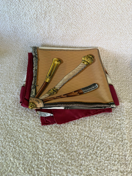 Hermès vintage "Cannes et Pommeaux" silk twill scarf