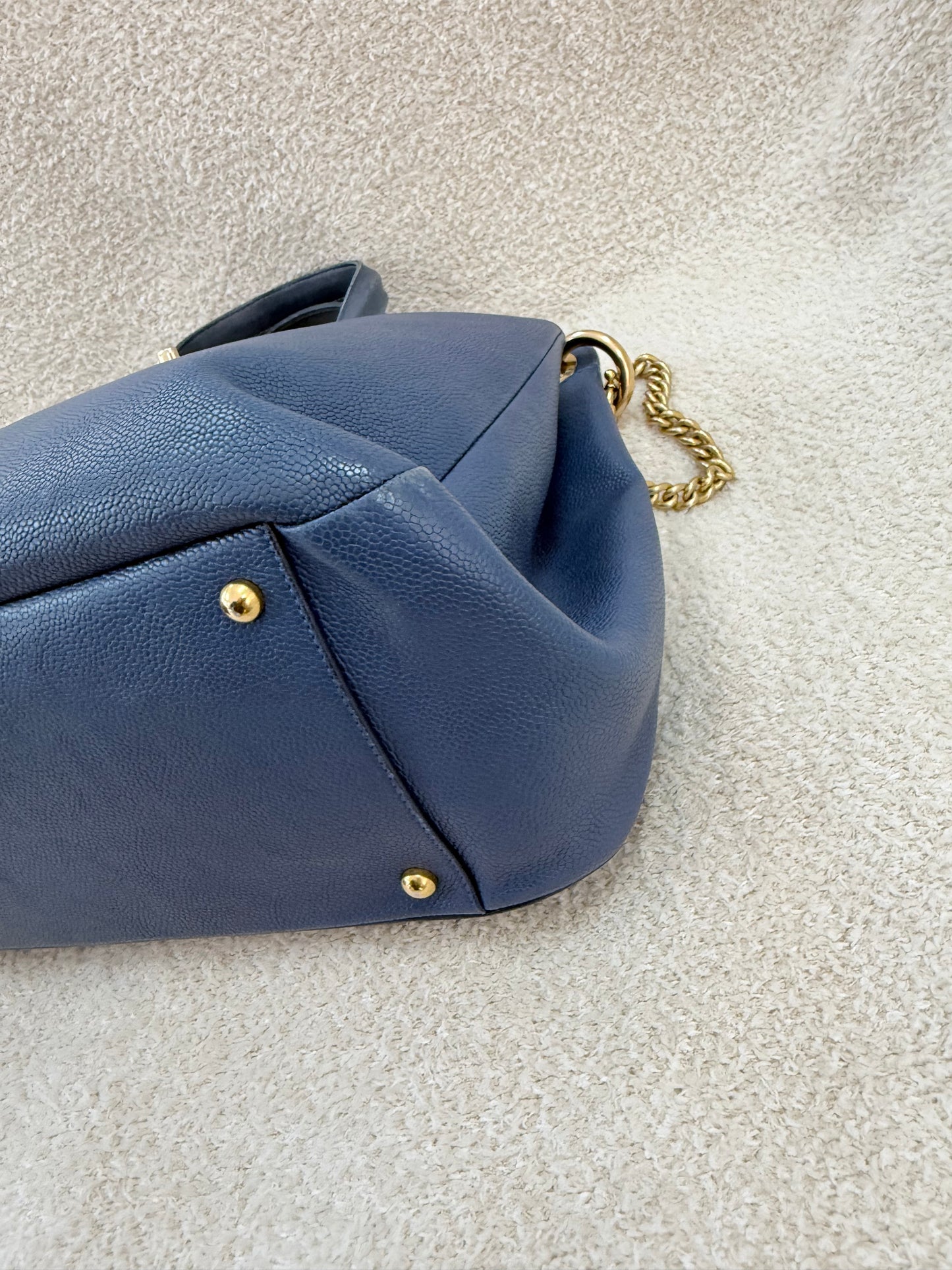 Chanel Calf Skin Blue Tote Bag