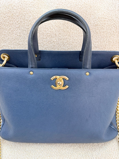 Chanel Calf Skin Blue Tote Bag