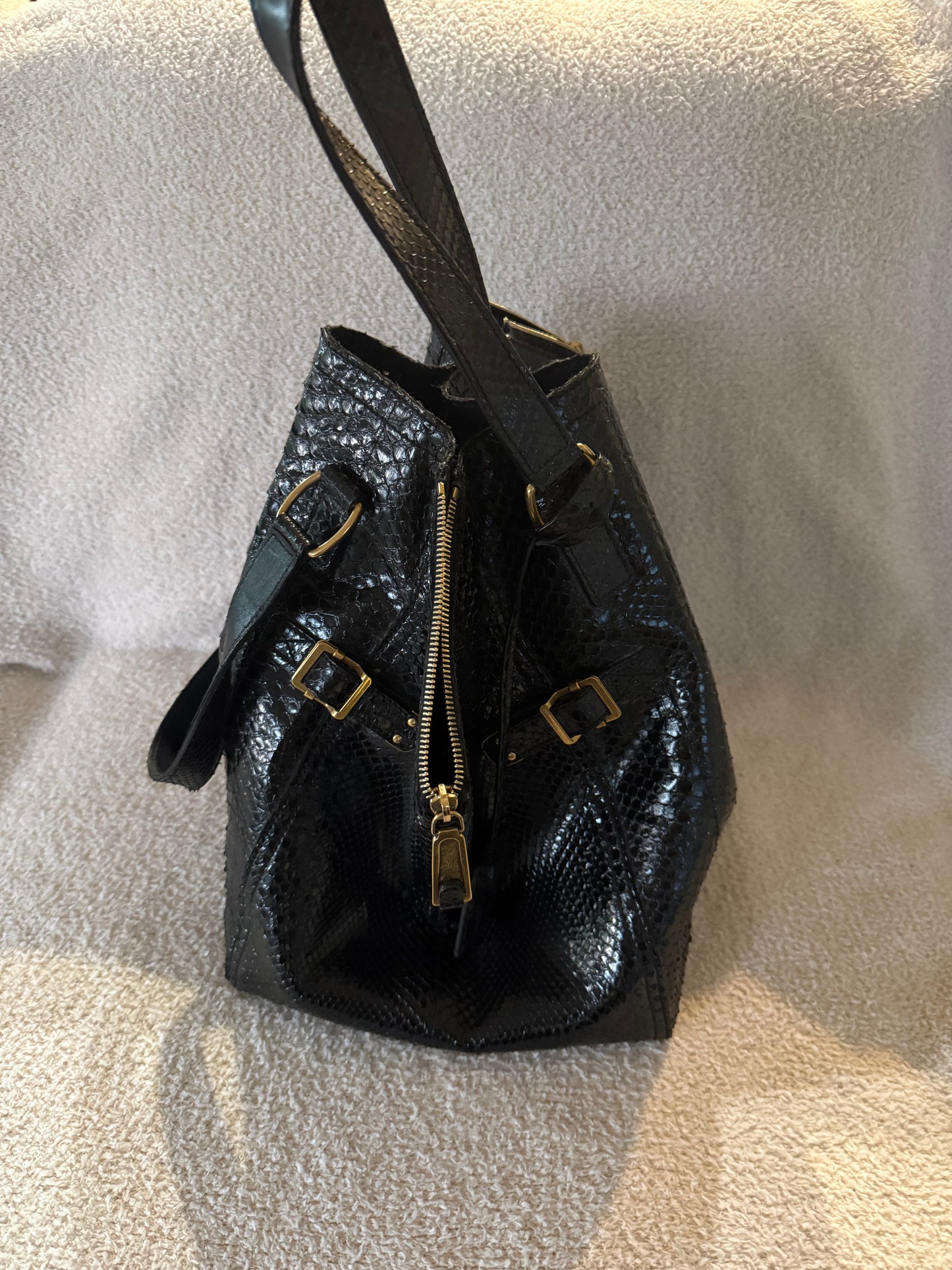 Saint Laurent Black textured Saint Rive Gauche tote bag