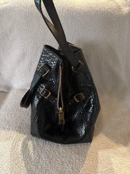 Saint Laurent Black textured Saint Rive Gauche tote bag