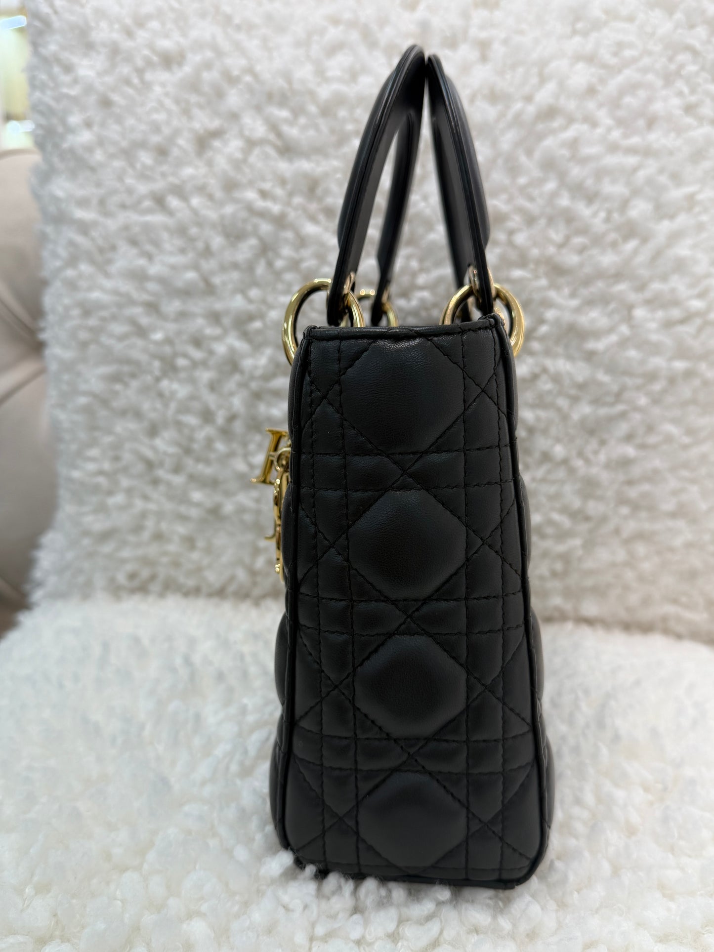 Lady Dior , Size Small, Grey/ Gold