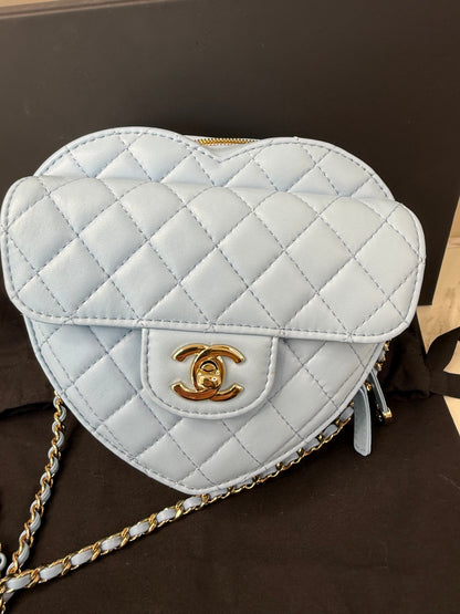Lambskin Chanel quilted Love heart bag