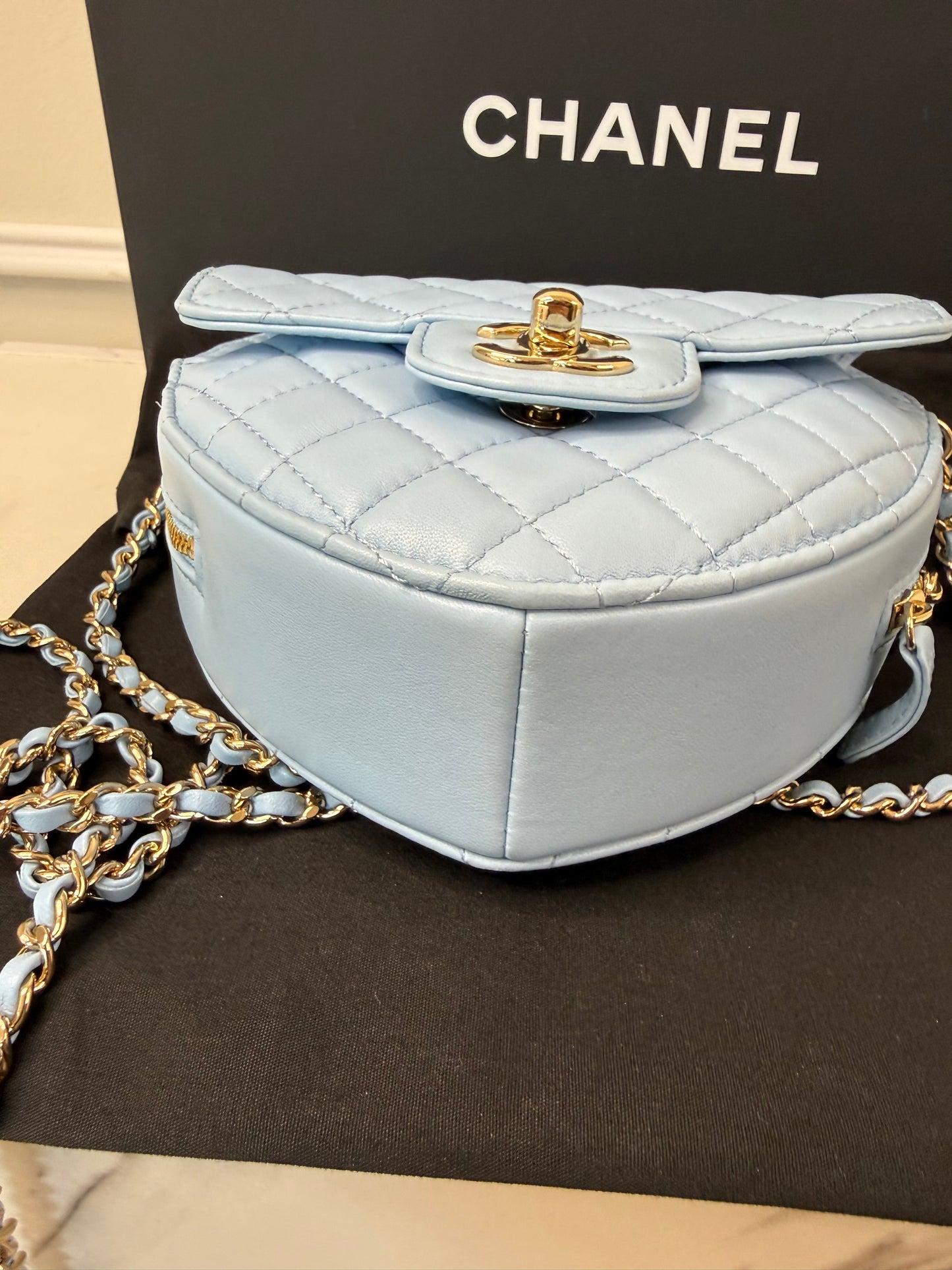 Lambskin Chanel quilted Love heart bag