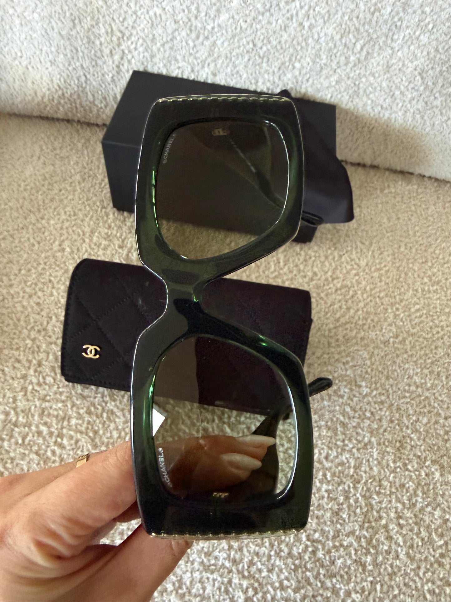 Chanel green oversized sunglasses