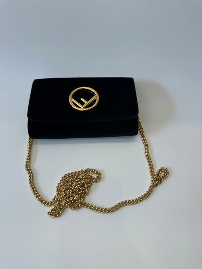 Fendi velvet Kan I Wallet on chain