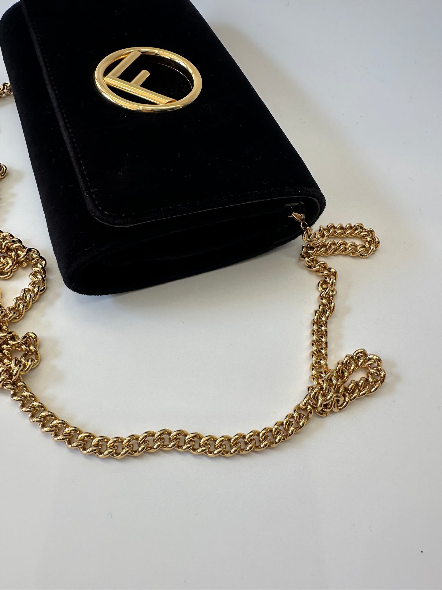 Fendi velvet Kan I Wallet on chain