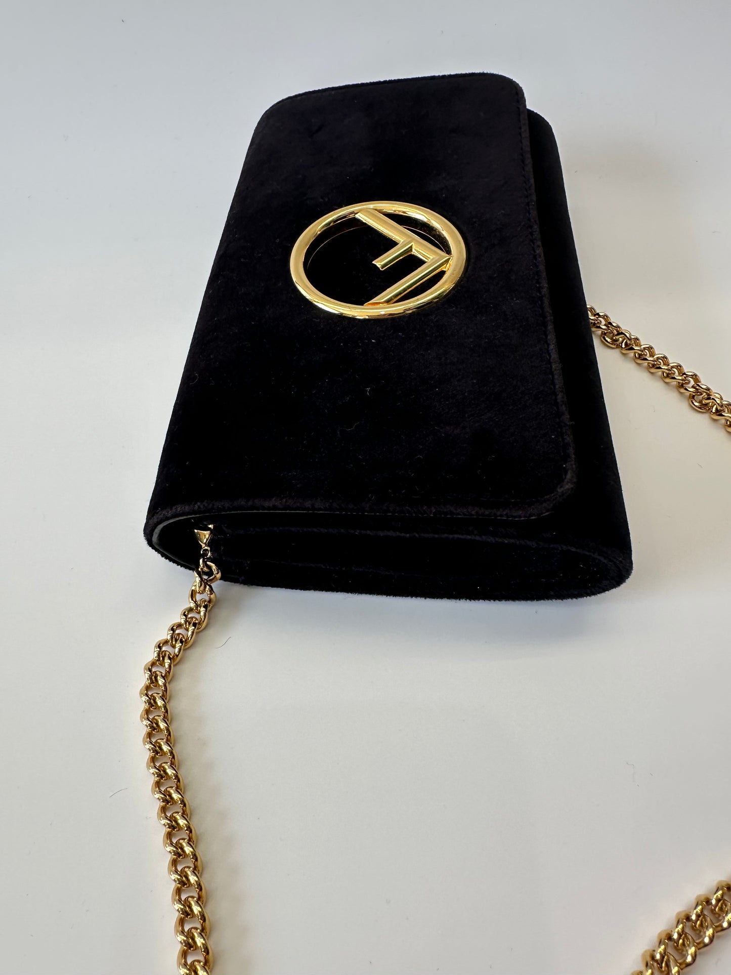 Fendi velvet Kan I Wallet on chain