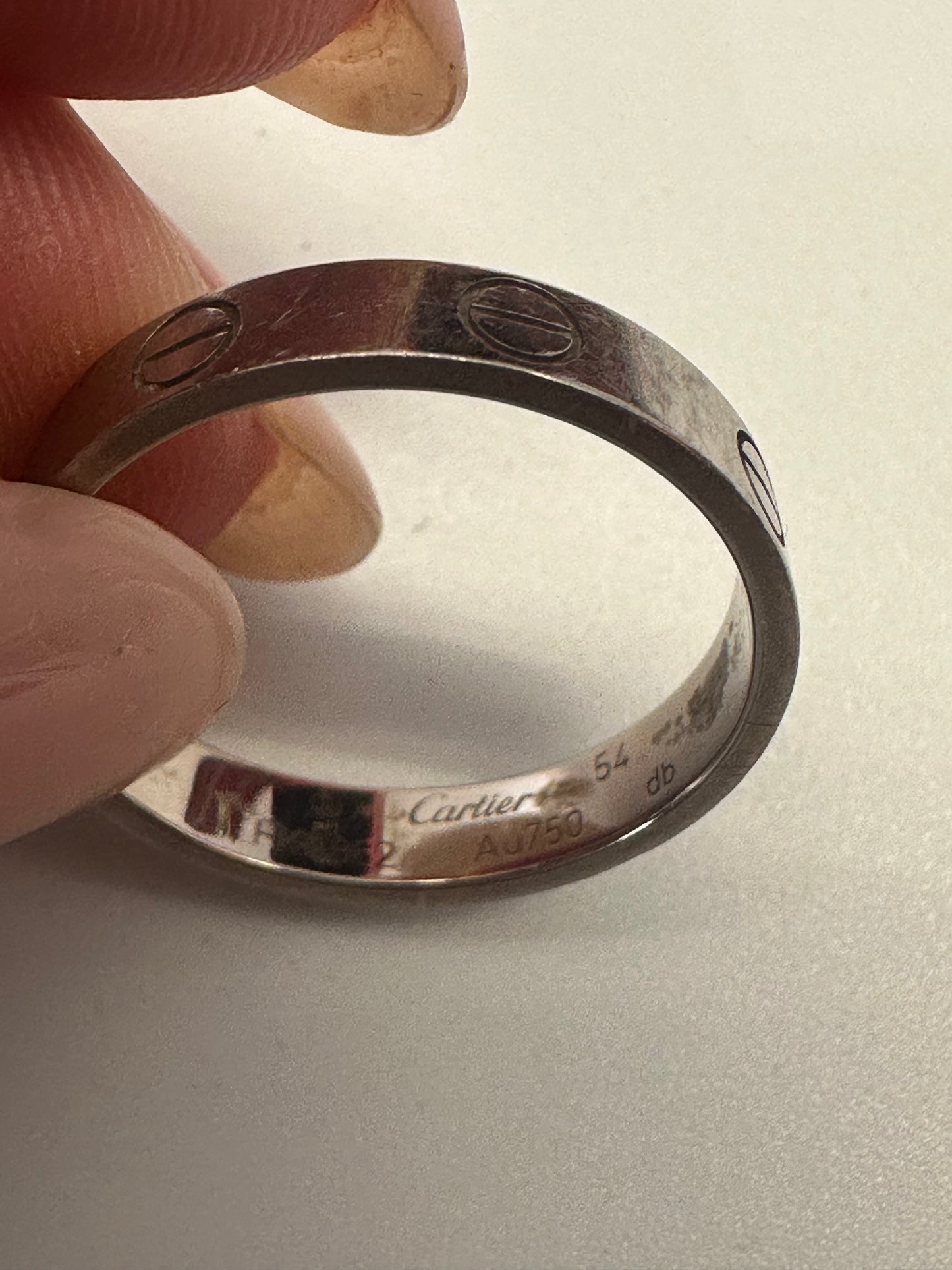 Cartier Love wedding band white gold size 54