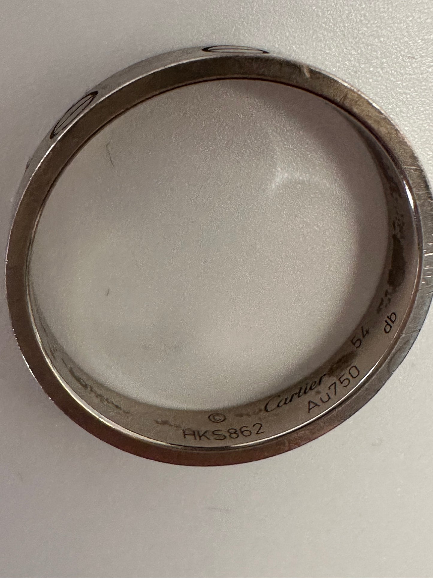 Cartier Love wedding band white gold size 54