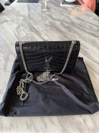 Saint Laurent medium Croc Embossed Kate Tassel