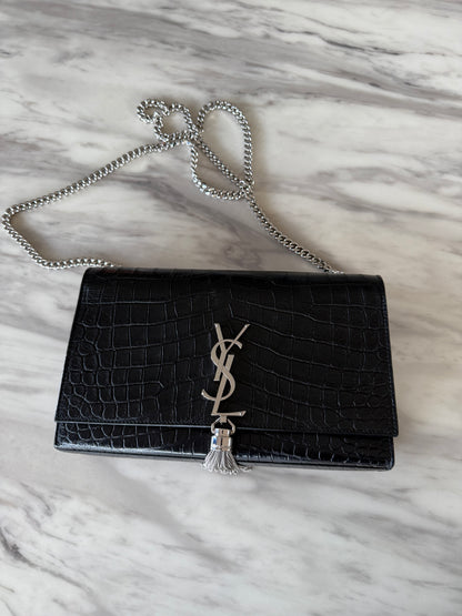 Saint Laurent medium Croc Embossed Kate Tassel