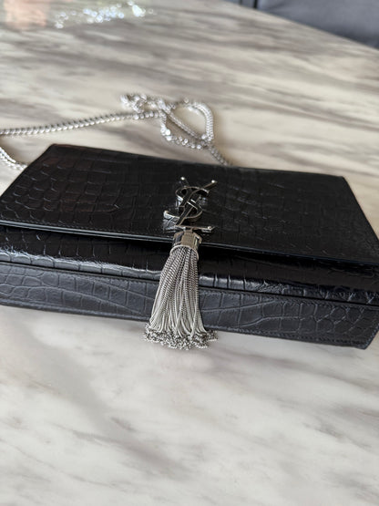 Saint Laurent medium Croc Embossed Kate Tassel