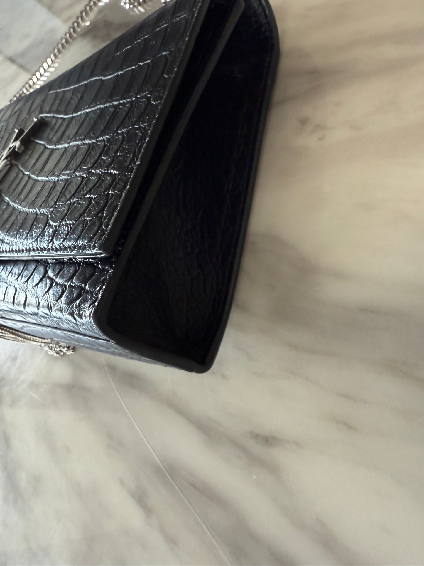 Saint Laurent medium Croc Embossed Kate Tassel