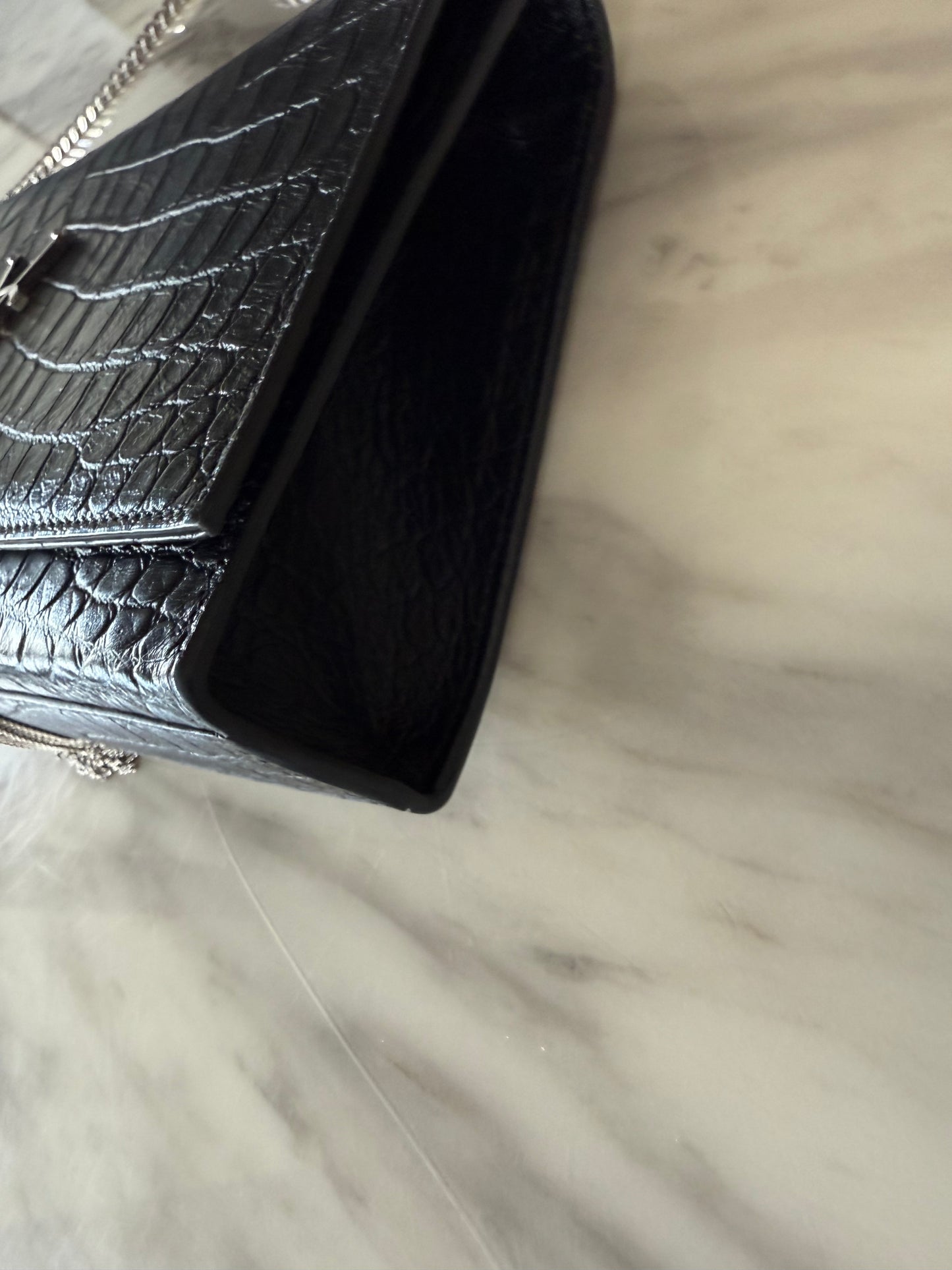 Saint Laurent medium Croc Embossed Kate Tassel