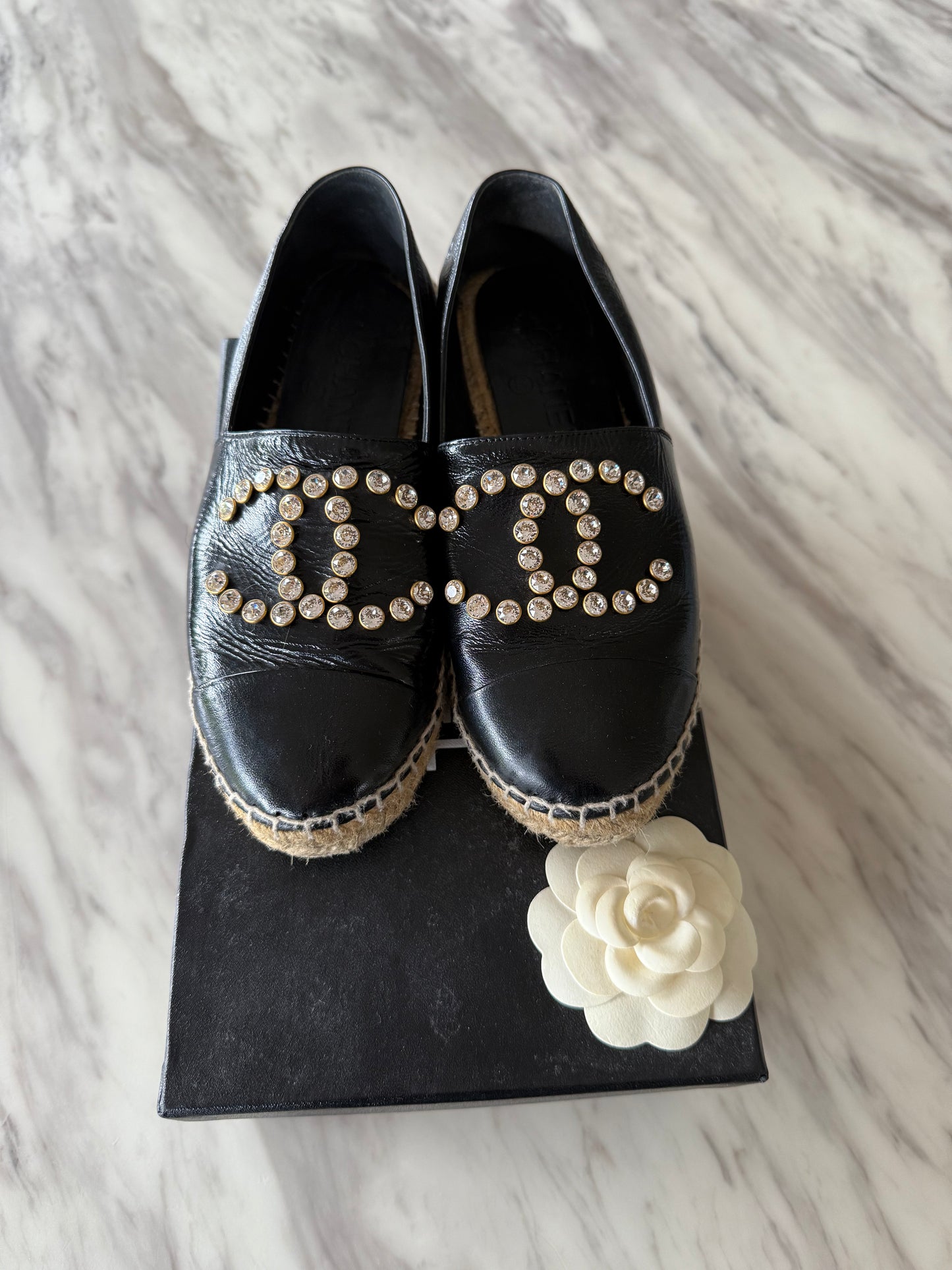 Chanel Espadrilles crystal CC studs size 36
