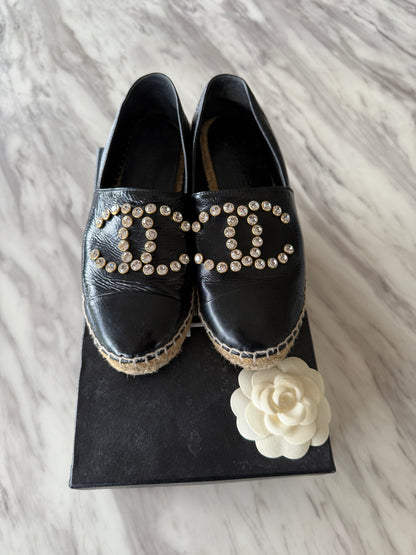 Chanel Espadrilles crystal CC studs size 36