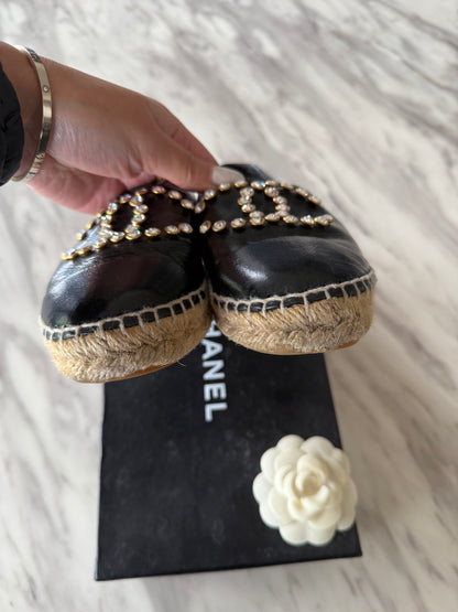 Chanel Espadrilles crystal CC studs size 36