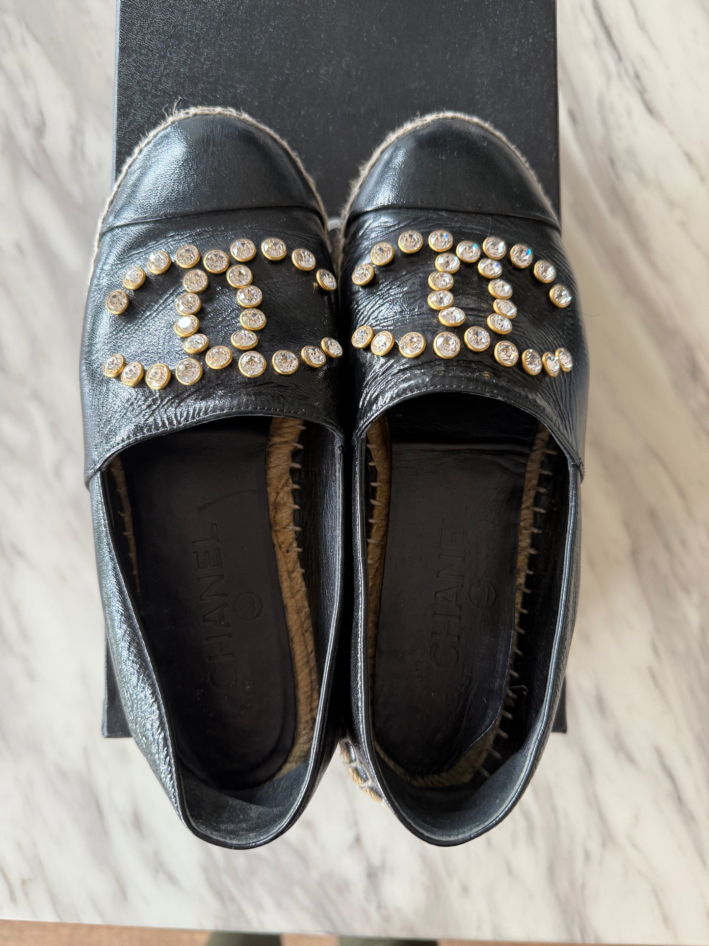 Chanel Espadrilles crystal CC studs size 36
