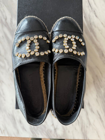 Chanel Espadrilles crystal CC studs size 36