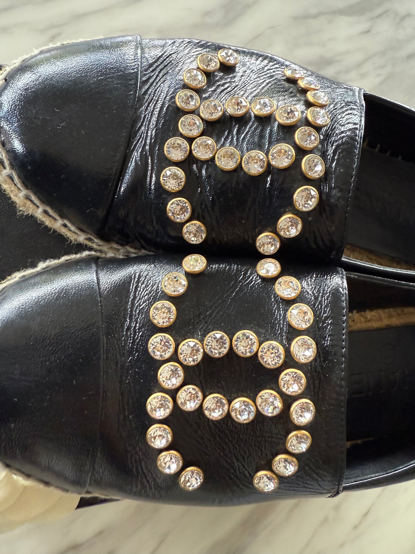 Chanel Espadrilles crystal CC studs size 36