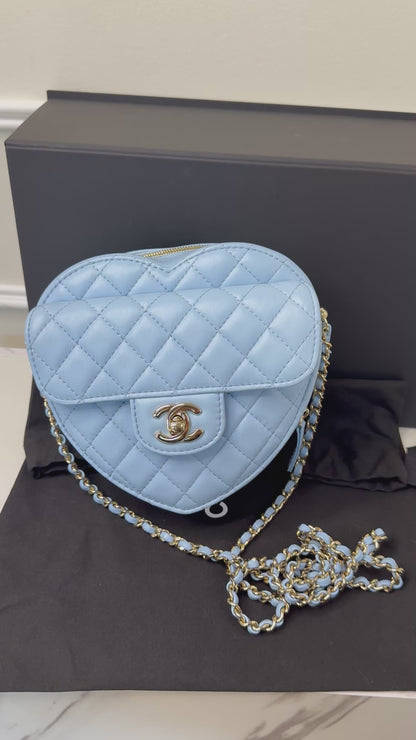 Lambskin Chanel quilted Love heart bag
