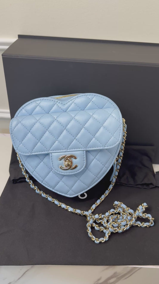 Lambskin Chanel quilted Love heart bag